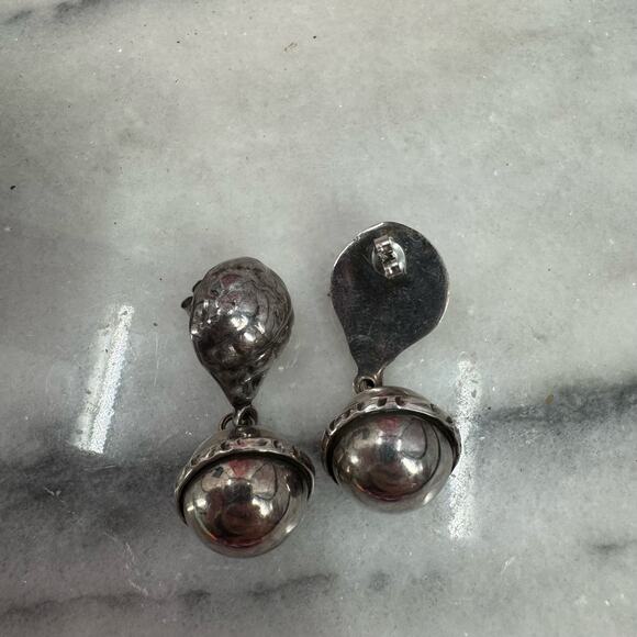 Vintage Chunky Statement Silver Earrings - Picture 3 of 5